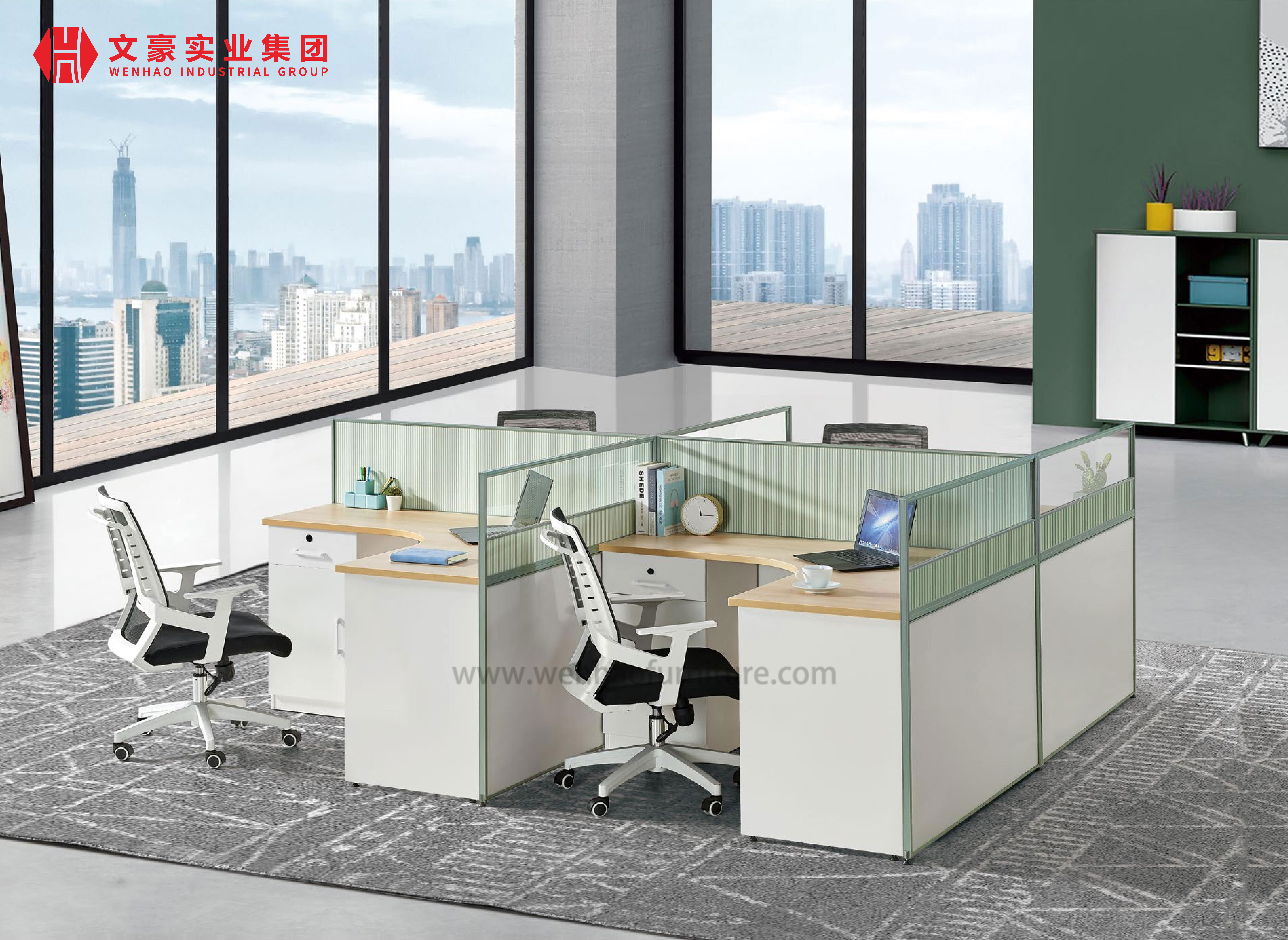 Armoire de bureau à paroi haute, conception modulaire directe en usine, poste de travail de bureau à 4 places pour 4 personnes