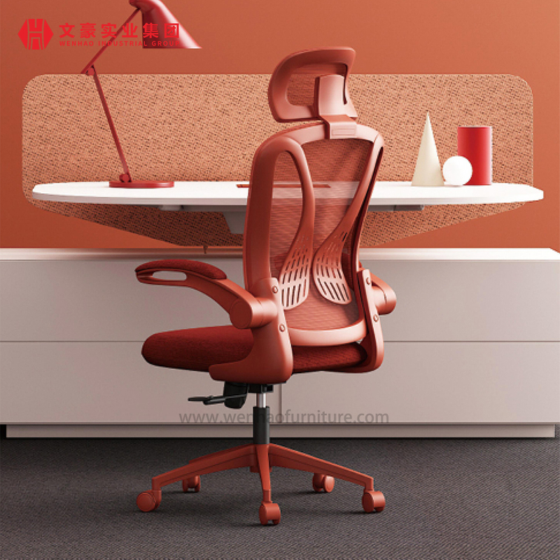 Chaise de bureau ergonomique de maille orange avec des chaises de bureau tapissées tournantes d'appui-tête