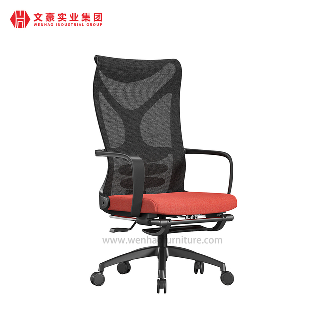 Fabricants modernes de chaises de bureau en maille en Chine Chaise de bureau rembourrée orange avec repose-pieds