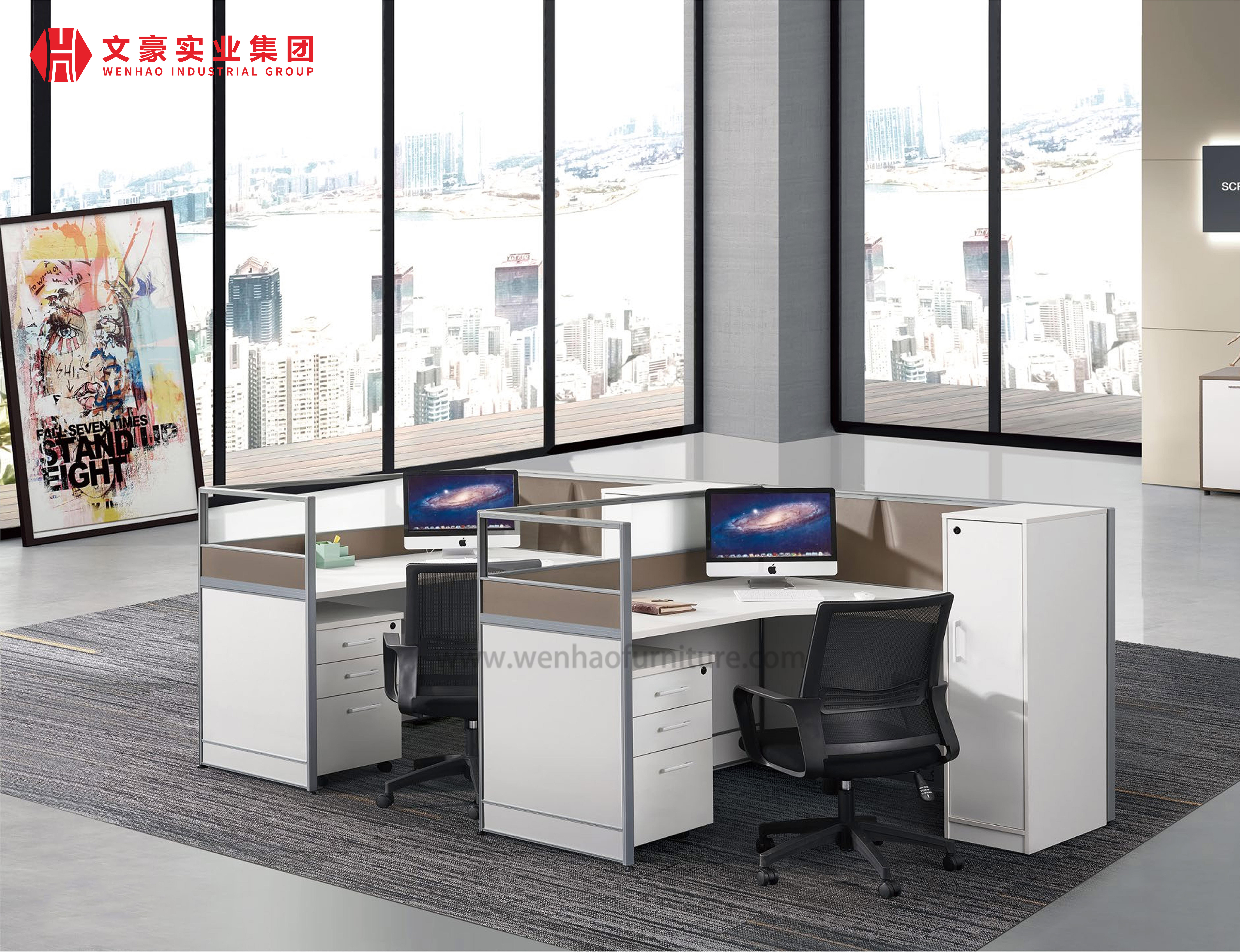 Mobilier de bureau économique personnalisé poste de travail du personnel table de poste de travail de bureau à 4 places