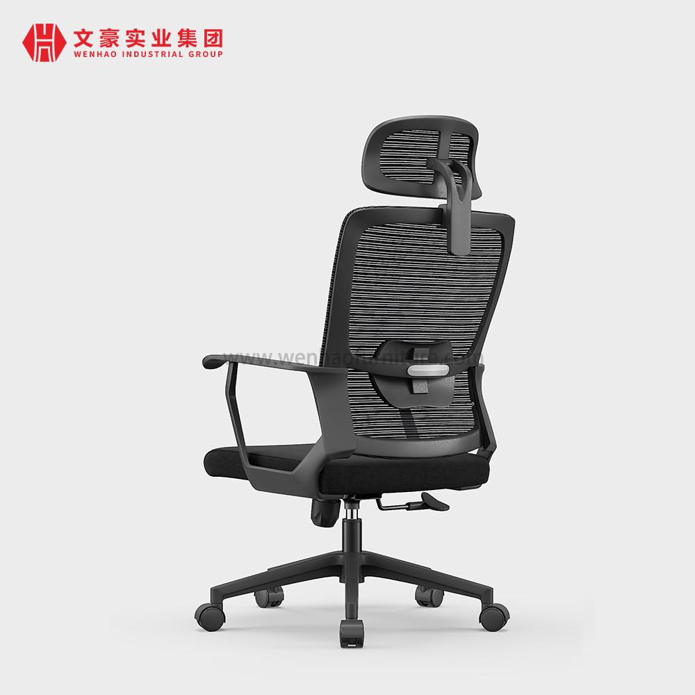 Chaise de bureau ergonomique en maille noire moderne, avec appui-tête, chaises de bureau rembourrées pivotantes