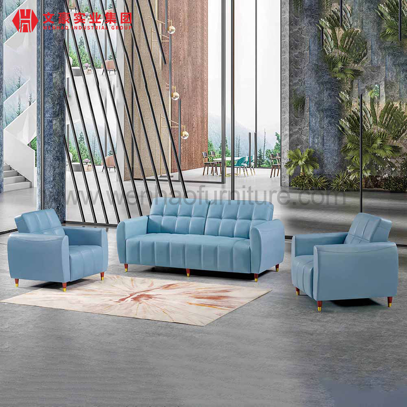 Ensembles de canapé de tissu de canapés en cuir de luxe bleus de grand bureau de travail pour des salles de bureau