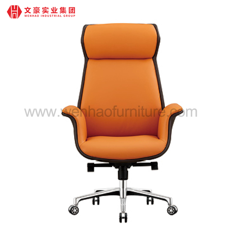 Chaises de bureau tapissées par orange de chaise de bureau de patron en cuir tournant moderne