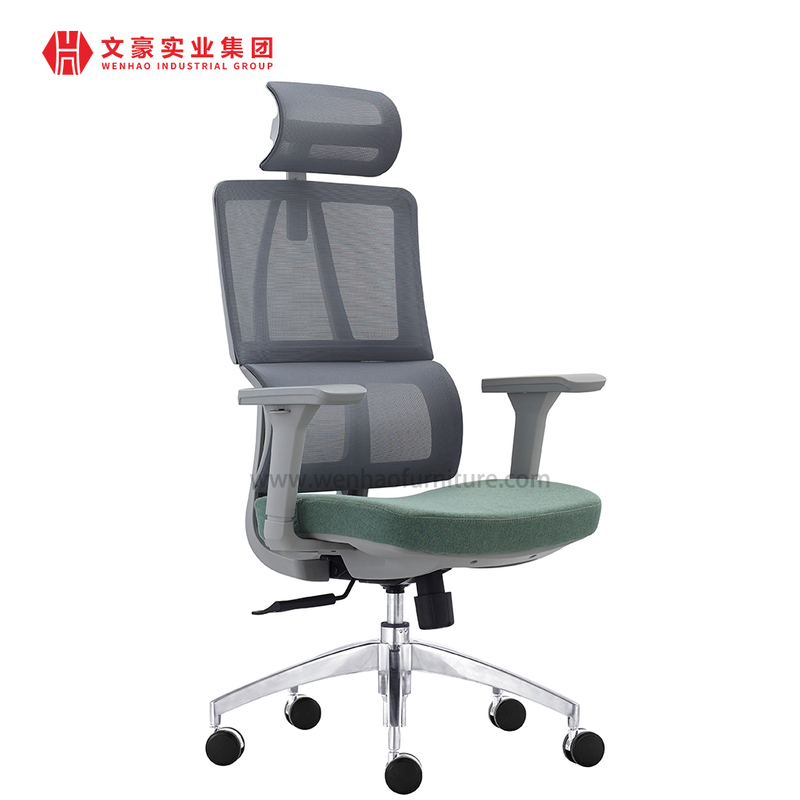 Chaises de travail exécutives modernes, chaise d'ordinateur ergonomique rembourrée en maille avec appui-tête réglable