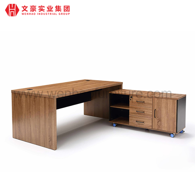 Table de bureau de bureau exécutif de table de bureau de patron en forme de L avec la table d'appoint