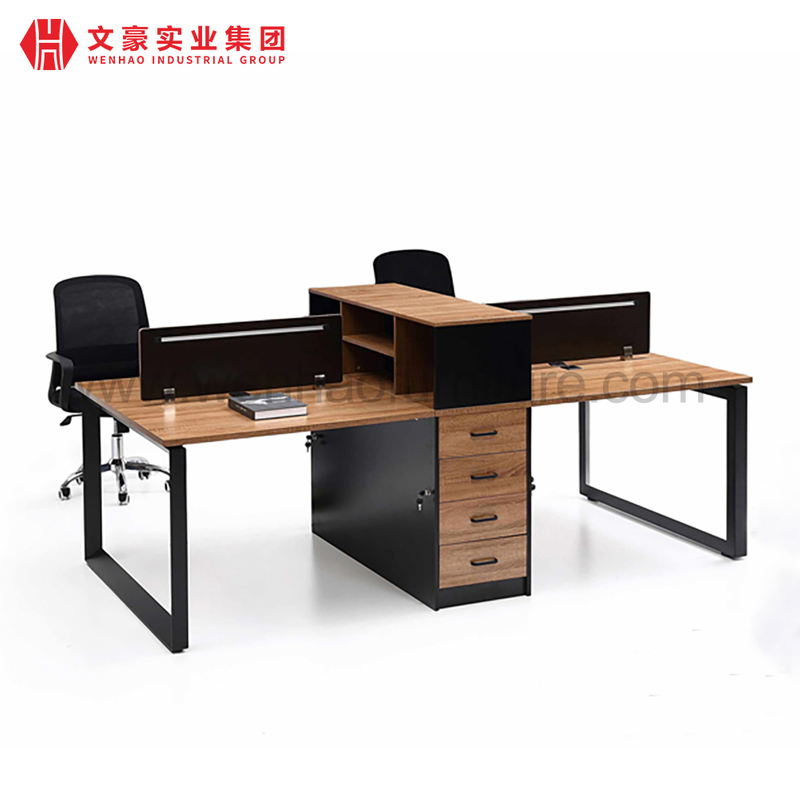 Mobilier de bureau en bois Table du personnel bureau modulaire bureau ouvert poste de travail cabine avec tiroir 2 4 6 bureaux de bureau pour 8 personnes