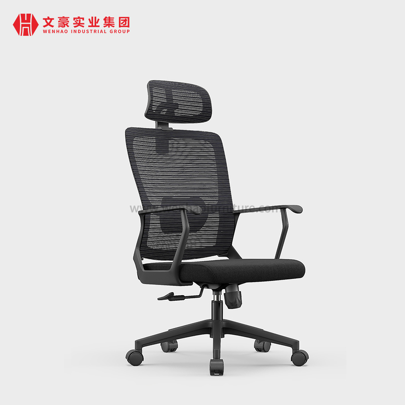 Chaise de bureau ergonomique en maille noire moderne, avec appui-tête, chaises de bureau rembourrées pivotantes