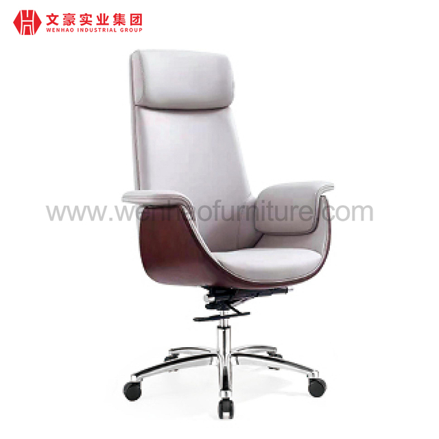 Chaise de bureau de direction en cuir moderne avec appui-tête, chaises de bureau professionnelles tournantes blanches et grises