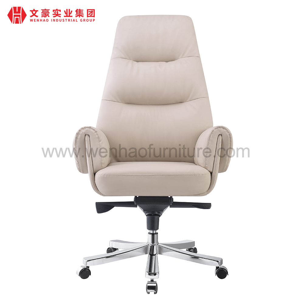 Chaises de bureau tapissées tournantes blanches de chaise de bureau exécutive en cuir moderne à dossier haut