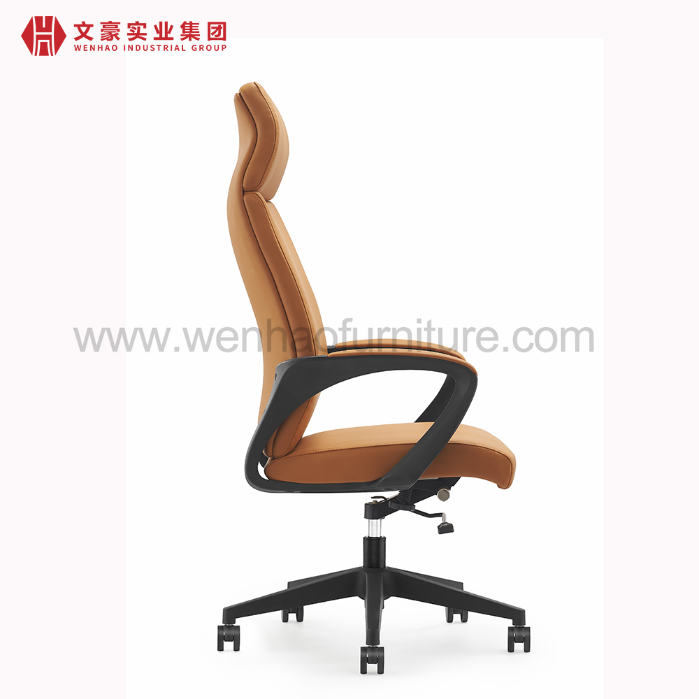 Chaises de bureau tournantes tapissées par orange de chaise de bureau de gestion en cuir à dossier haut élégant