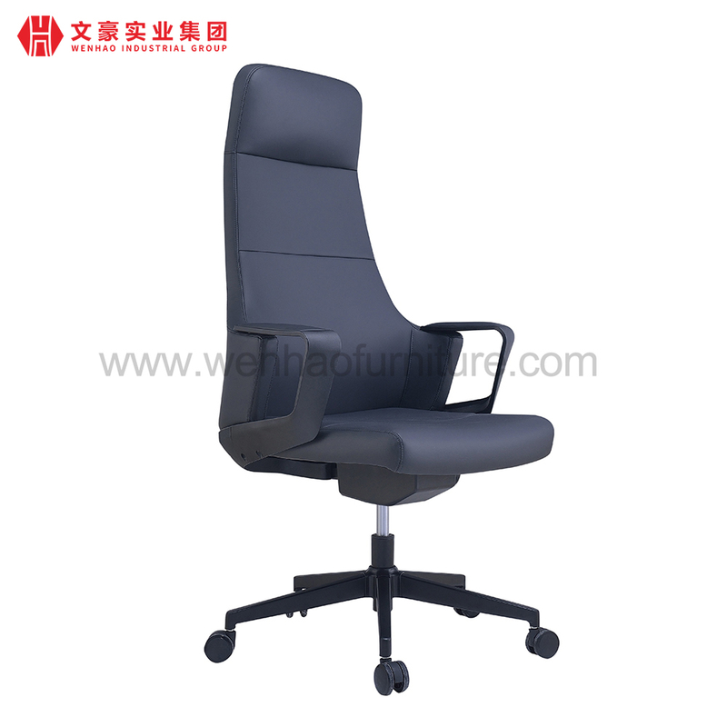 Chaises de bureau tapissées tournantes de chaise de bureau exécutive en cuir à dossier haut noir