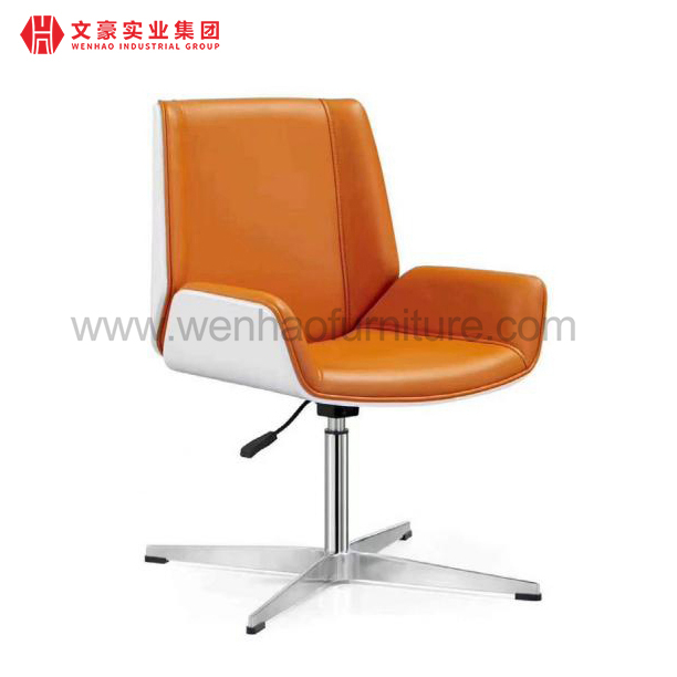 Chaises de bureau tapissées par pivot orange de chaise de bureau en cuir moderne avec des roues