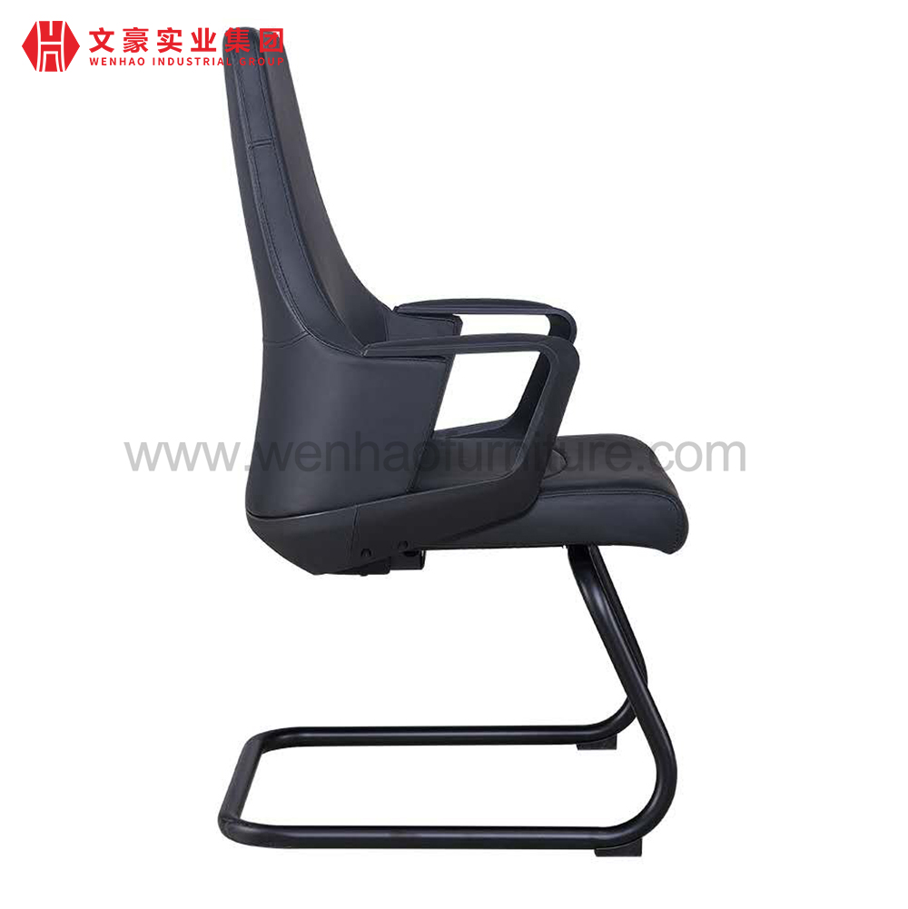 Chaises d'invité tapissées modernes de chaise de bureau de conférence en cuir noir luxueux