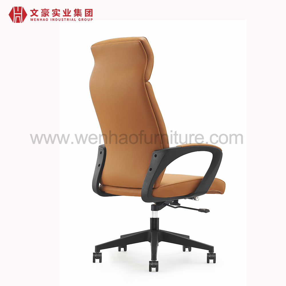 Chaises de bureau tournantes tapissées par orange de chaise de bureau de gestion en cuir à dossier haut élégant