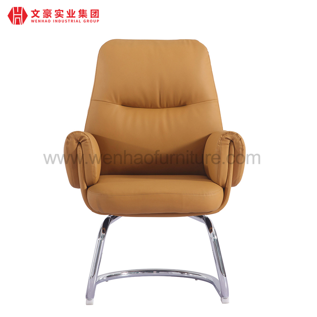 Chaises tapissées par orange supérieures de chaise de bureau de conférence en cuir avec le cadre en acier