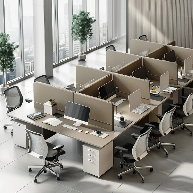 Bureau de bureau avec &eacute;tag&egrave;res de rangement