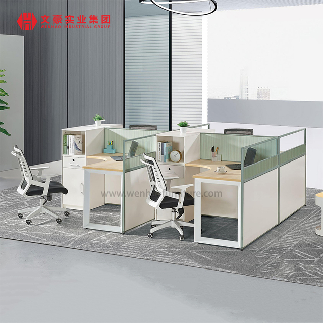 Cabines de bureau modernes, poste de travail, mobilier de bureau, bureau du personnel pour 2 personnes, poste de travail en bois