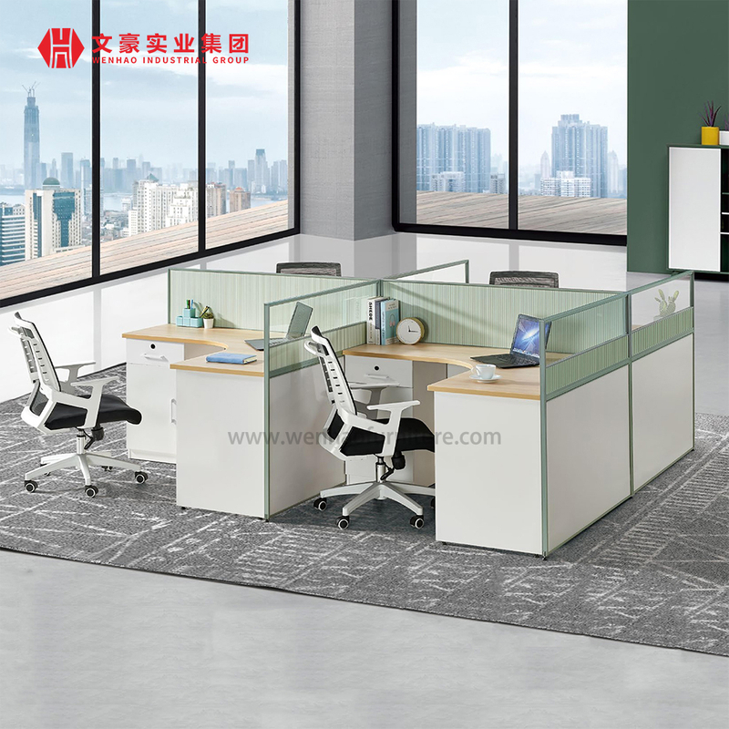 Armoire de bureau à paroi haute, conception modulaire directe en usine, poste de travail de bureau à 4 places pour 4 personnes