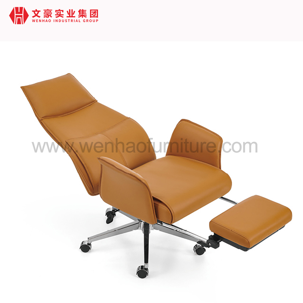Chaise de bureau exécutive en cuir noir avec repose-pieds, chaises de bureau professionnelles pivotantes à dossier haut