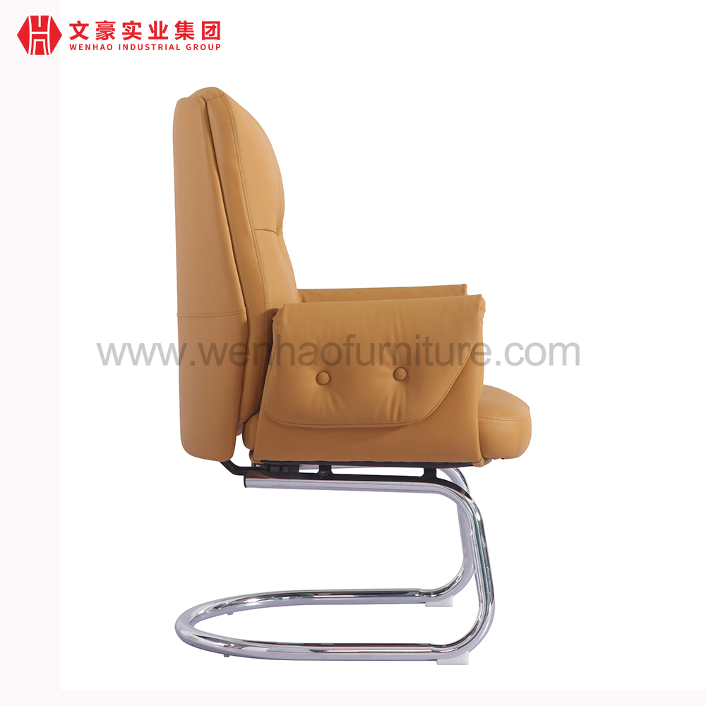 Chaises tapissées par orange supérieures de chaise de bureau de conférence en cuir avec le cadre en acier