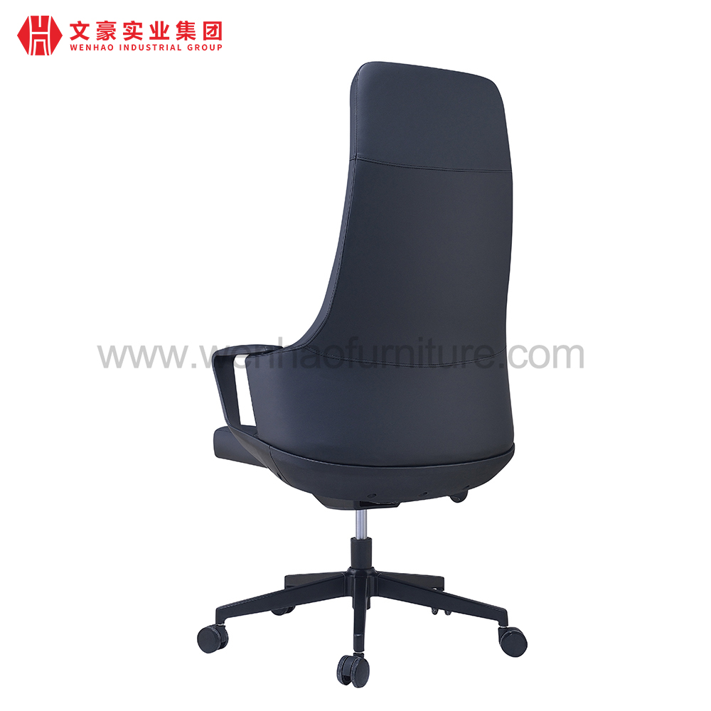 Chaises de bureau tapissées tournantes de chaise de bureau exécutive en cuir à dossier haut noir