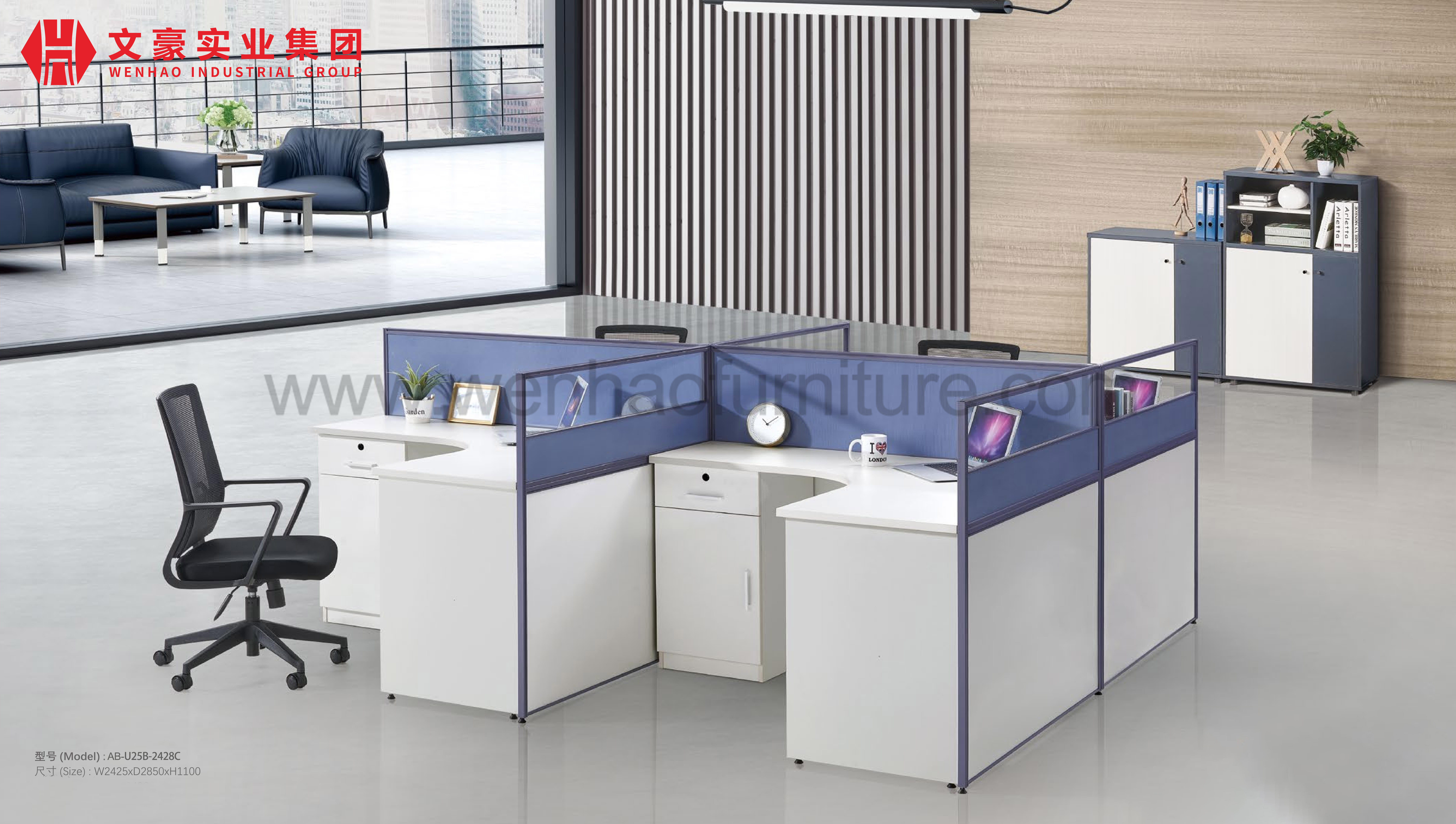 Meubles de bureau de poste de travail de bureau Bureau du personnel de poste de travail de cabine pour 6 personnes