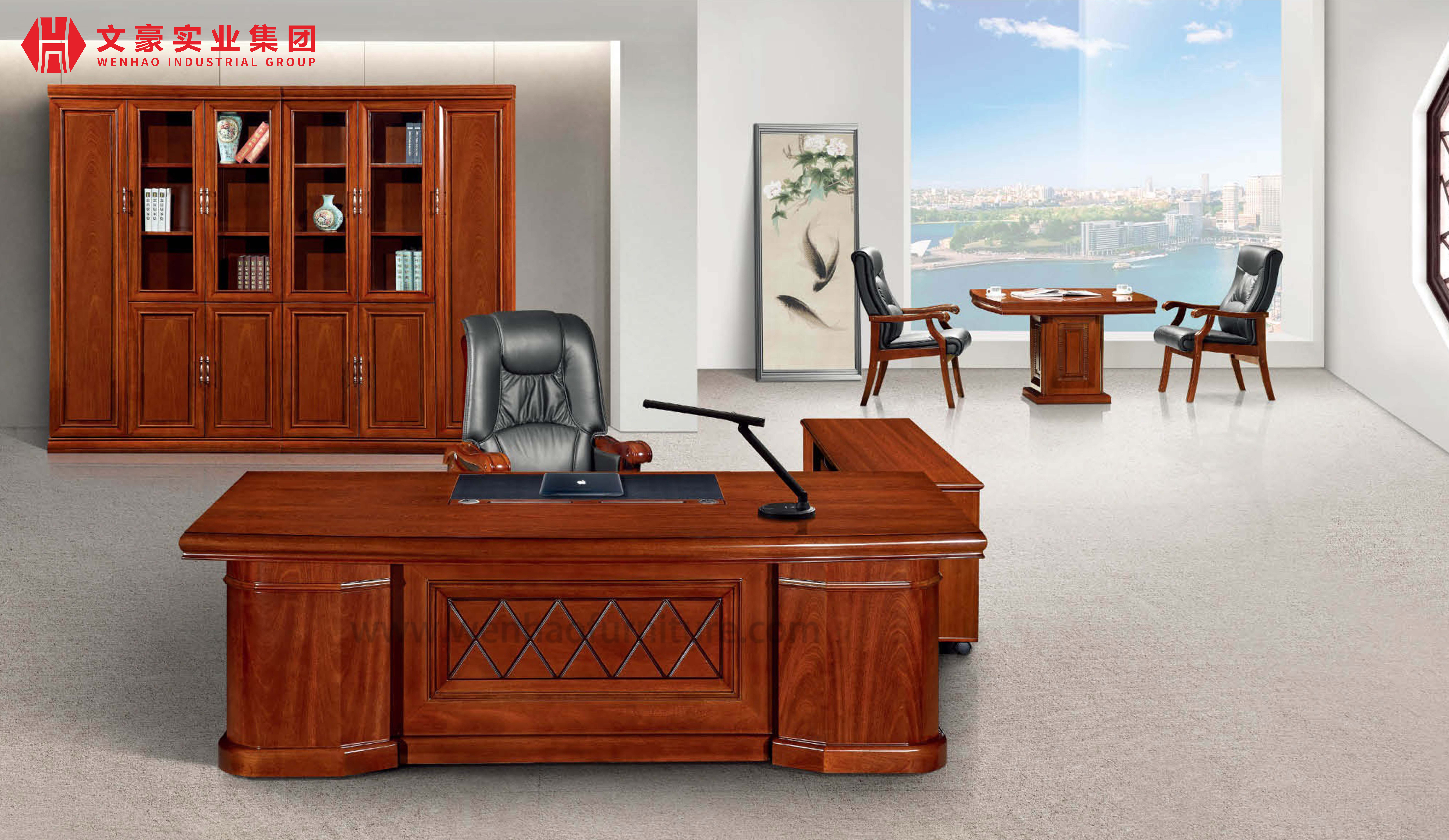 Bureau de direction en bois en forme de L, mobilier de bureau moderne haut de gamme, directeur général