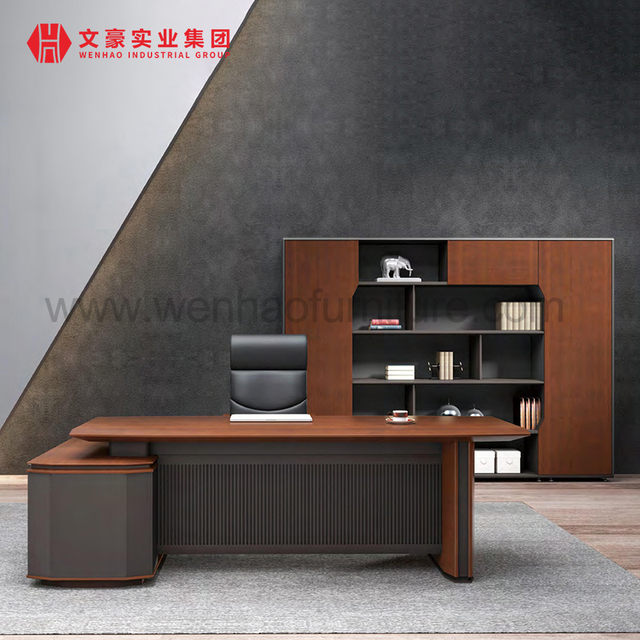 Mobilier de bureau moderne de luxe en forme de L PDG Manager Bureau exécutif Table de bureau en bois