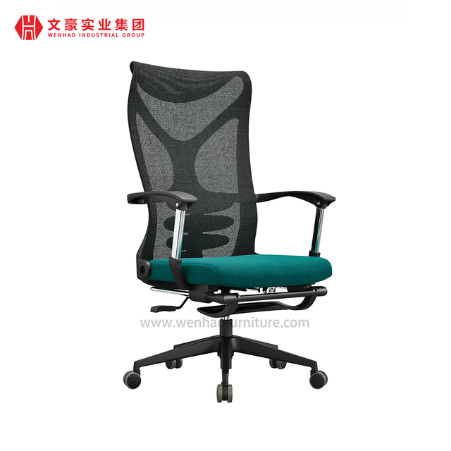 Fabricants modernes de chaises de bureau en maille en Chine Chaise de bureau rembourrée verte avec repose-pieds