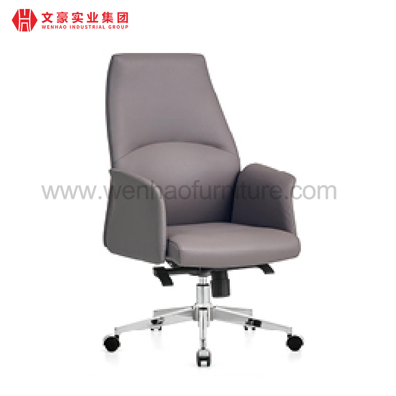 Chaises de bureau tapissées par pivot de chaise de bureau de direction en cuir gris avec des roues