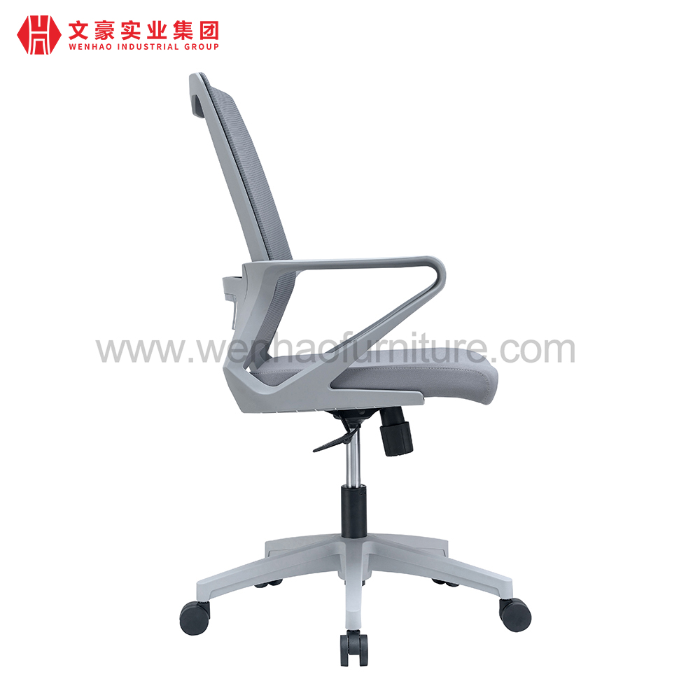 Chaise de bureau de secrétariat en maille grise avec support lombaire Fabricant de chaises de bureau rembourrées en Chine
