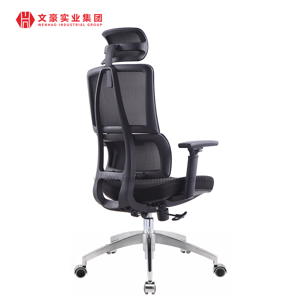 Chaise de bureau ergonomique à dossier haut en maille complète, pivotante et exécutive, avec appui-tête réglable, usine chinoise