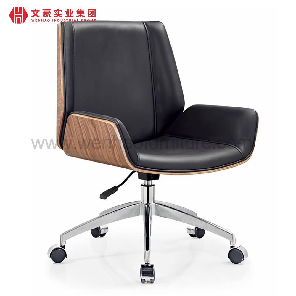 Chaises de bureau tapissées par pivot orange de chaise de bureau en cuir moderne avec des roues