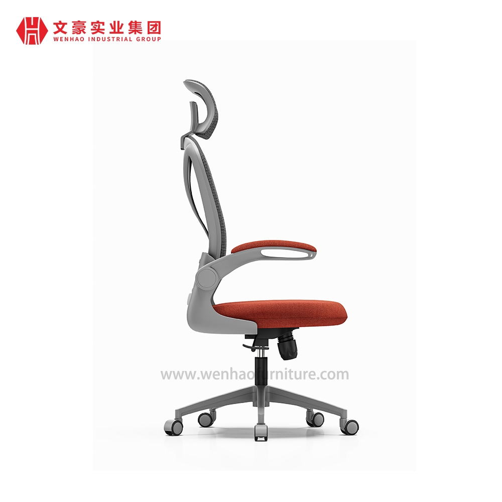 Chaises de bureau ergonomiques en maille avec appui-tête et accoudoirs réglables, chaise de bureau rembourrée orange, usine