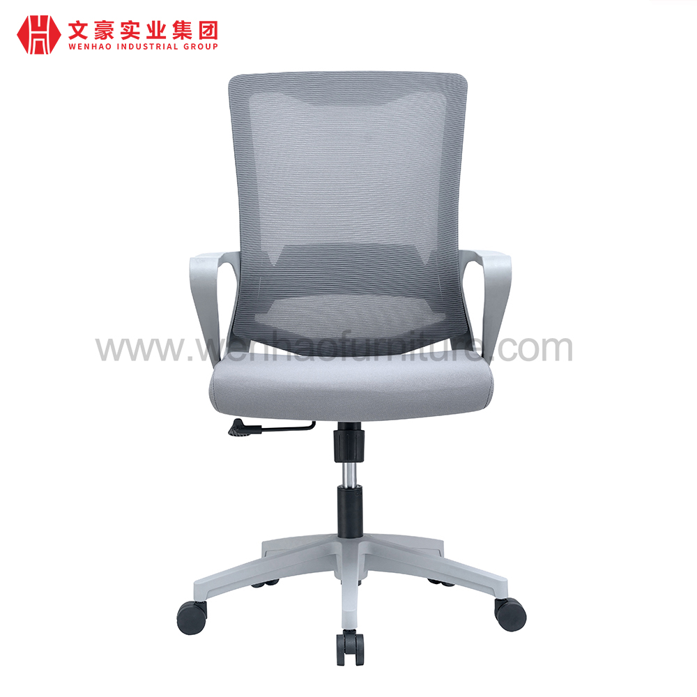 Chaise de bureau de secrétariat en maille grise avec support lombaire Fabricant de chaises de bureau rembourrées en Chine