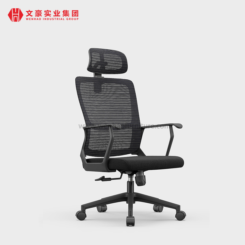 Chaise de bureau ergonomique en maille noire moderne, chaises de bureau rembourrées pivotantes avec appui-tête réglable