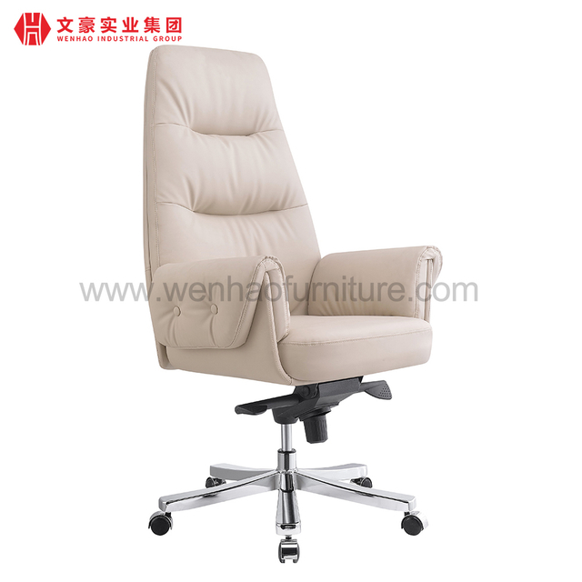 Chaises de bureau tapissées tournantes blanches de chaise de bureau exécutive en cuir moderne à dossier haut