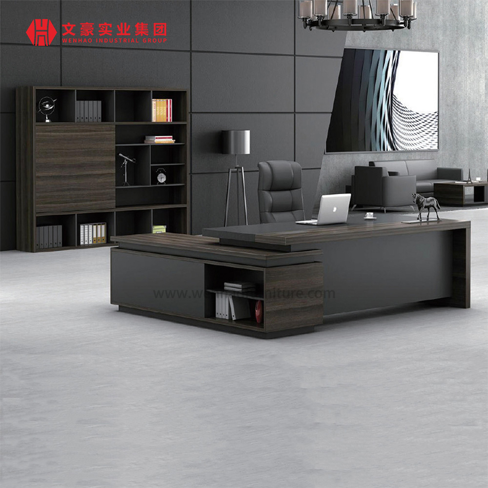 Bureau de patron en forme de L, design de table de patron exécutif, mobilier de bureau PDG Manager