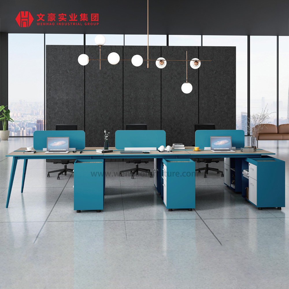 Poste de travail modulaire ouvert moderne pour 4 personnes, conception de meubles de bureau, Table de travail pour espace de bureau