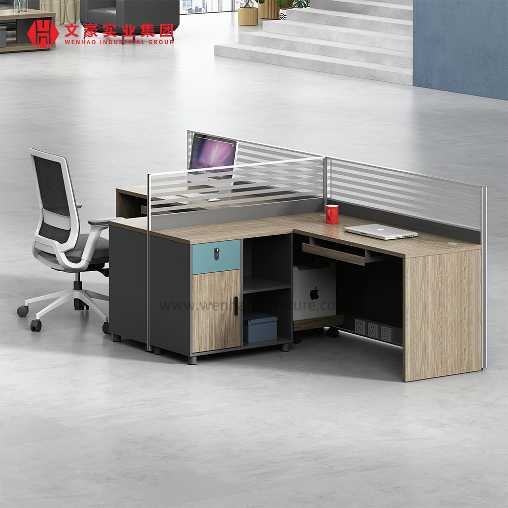 Cabine de bureau moderne à haut mur, conception modulaire directe en usine, poste de travail de bureau à 4 places pour 4 personnes