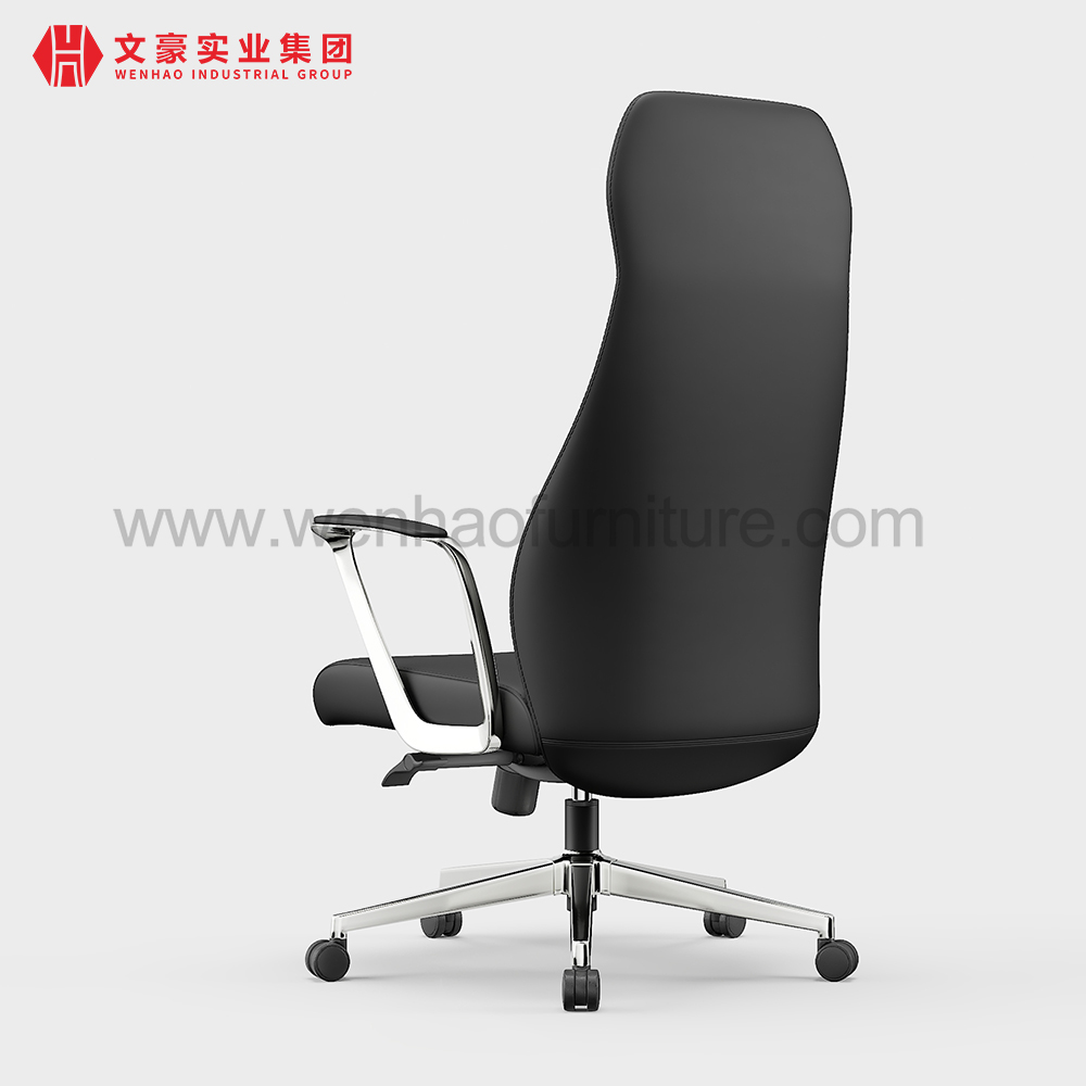 Chaise de bureau exécutive en cuir noir à dossier haut, avec appui-tête, chaises de bureau professionnelles rembourrées et rotatives