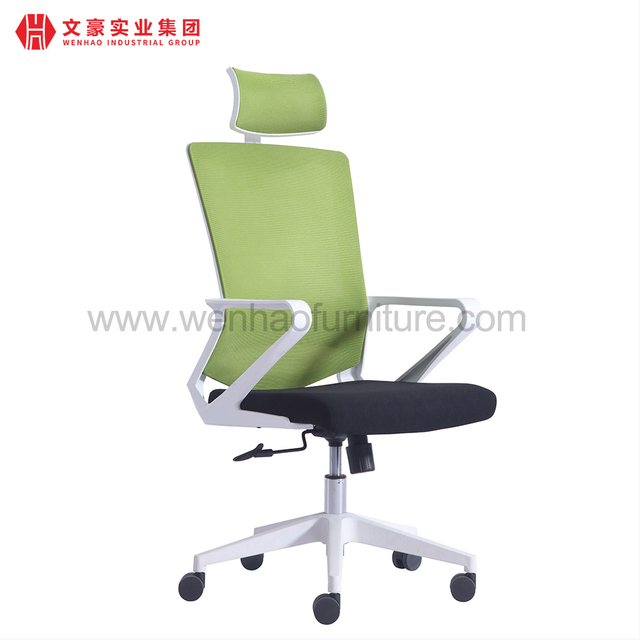 Chaise de bureau ergonomique de maille de dossier élevé vert avec des chaises de bureau tapissées tournantes d'appui-tête