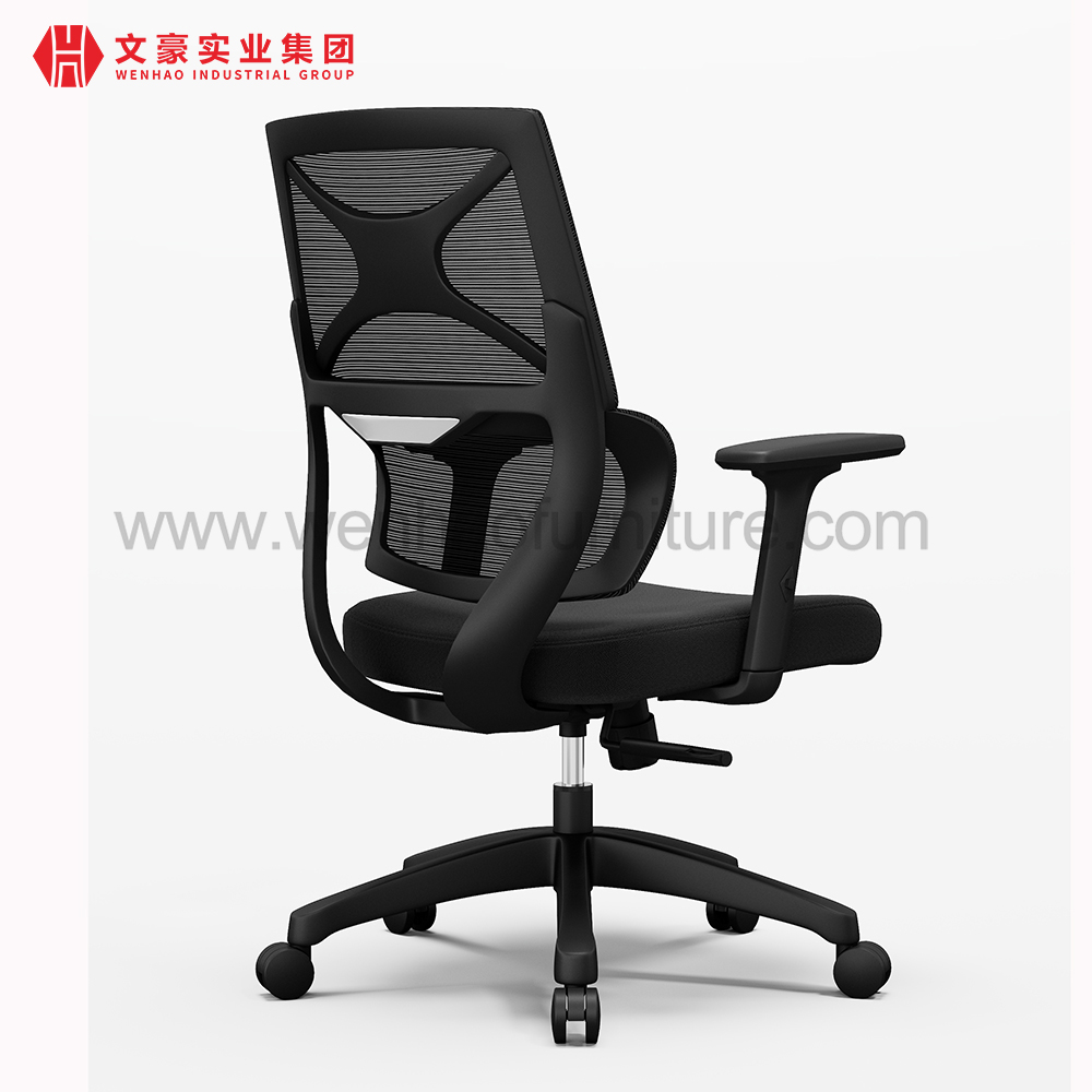 Chaise de bureau moderne en maille noire, dossier respirant réglable, vente en gros