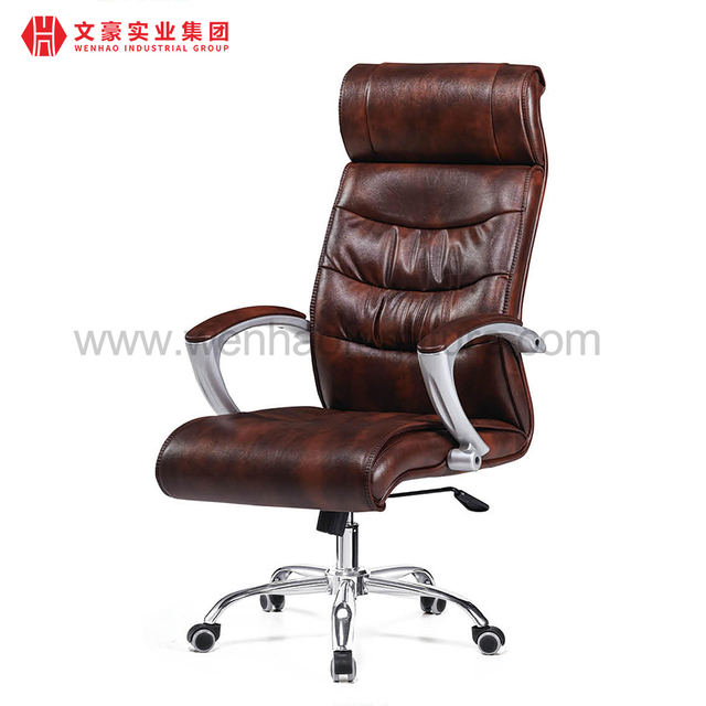 Mobilier de bureau robuste, entièrement ergonomique, chaise d'ordinateur pivotante en cuir, chaise de travail avec roue